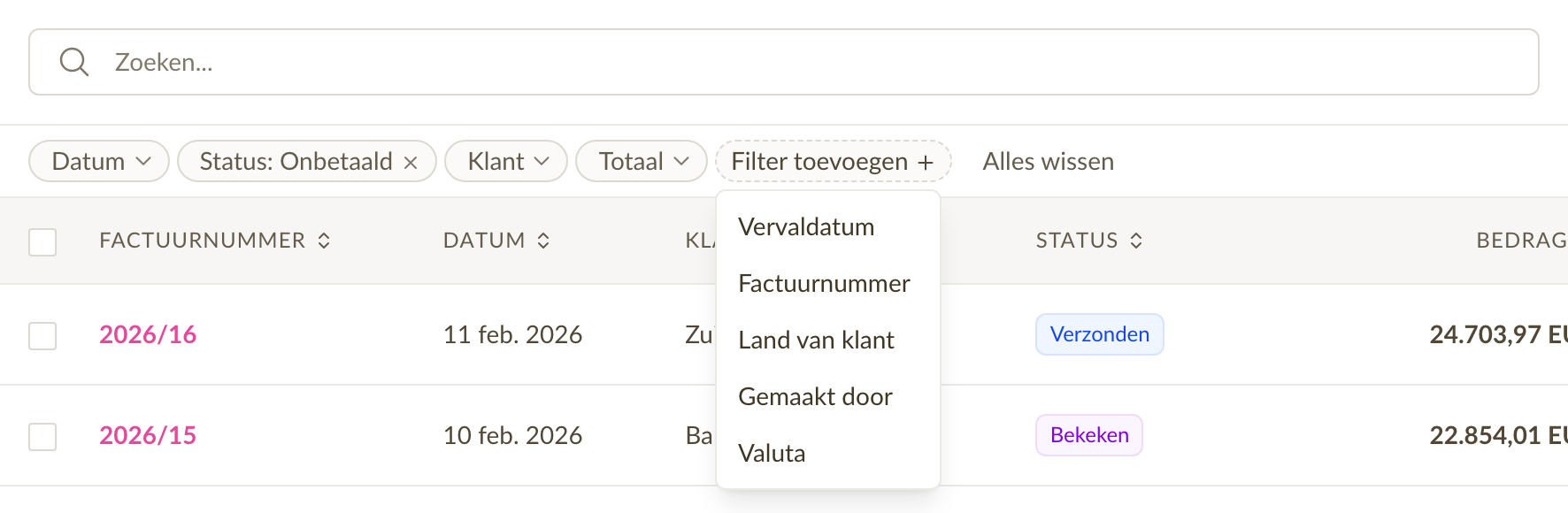 Factuurfilters