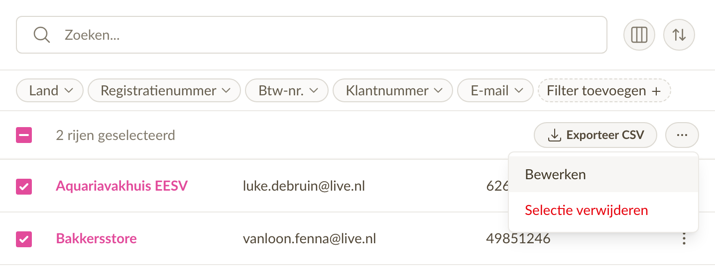 Bulkacties voor klanten