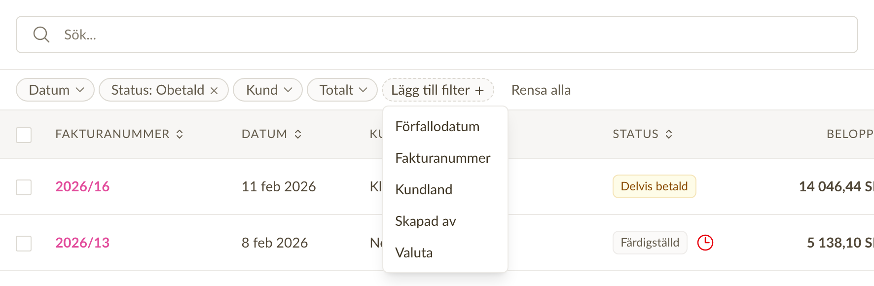 Fakturafilter