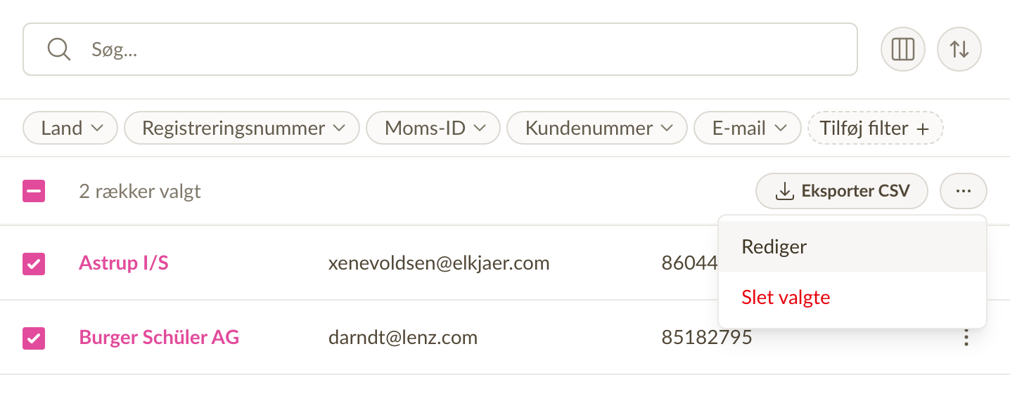 Massehandlinger for kunder
