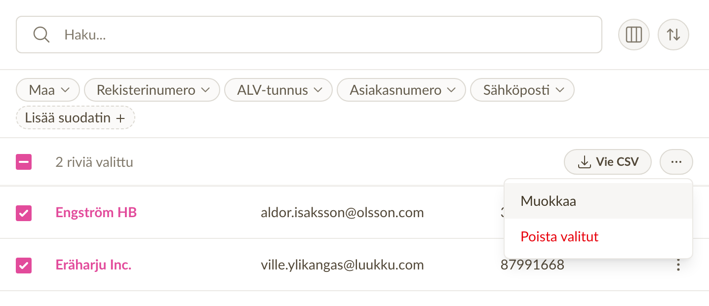 Asiakkaiden joukkotoiminnot