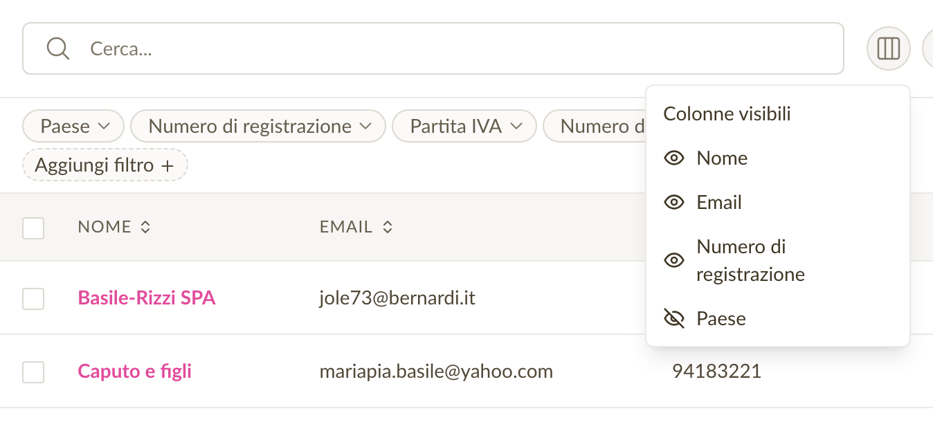 Colonne personalizzabili