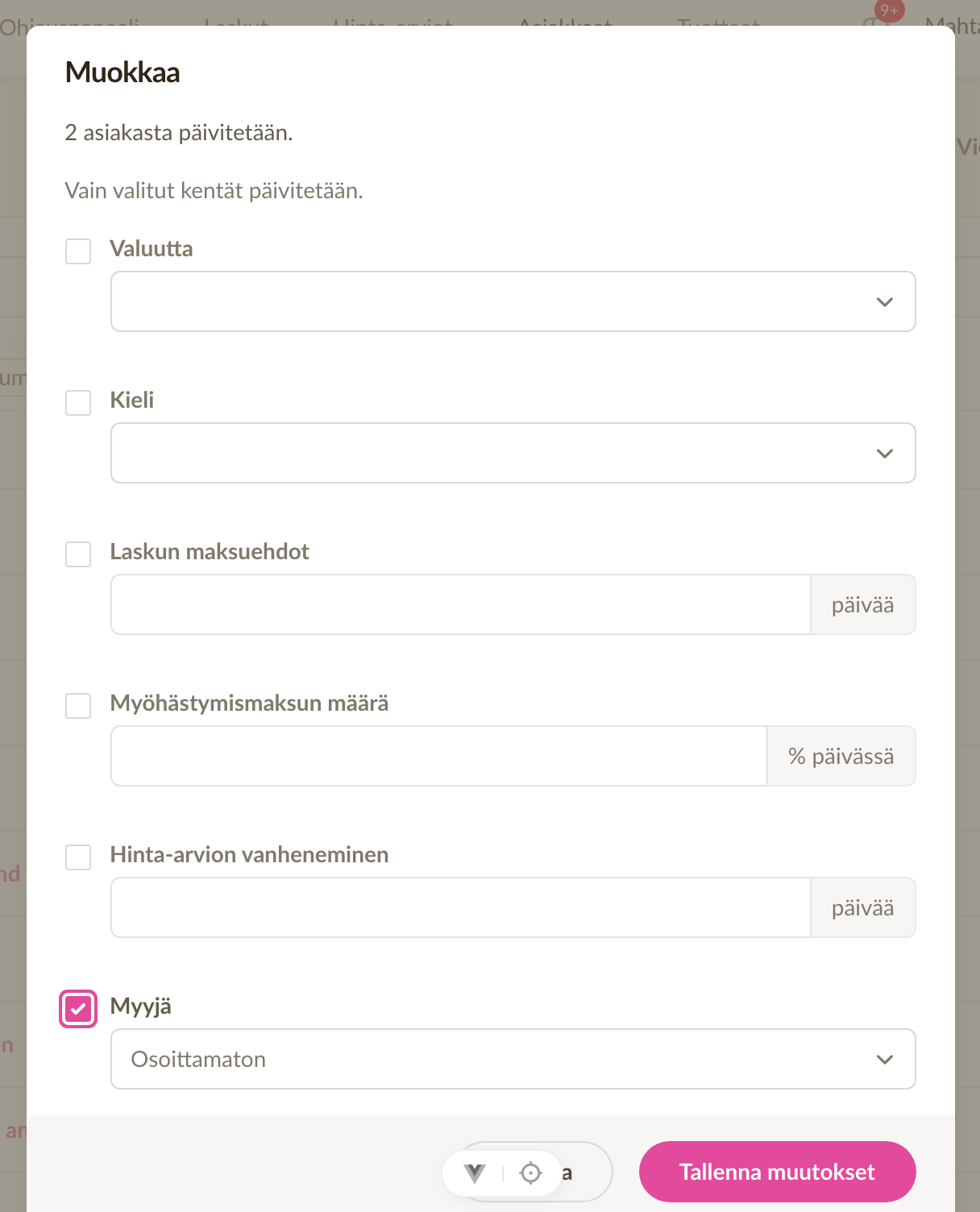 Myyjän joukkomääritys