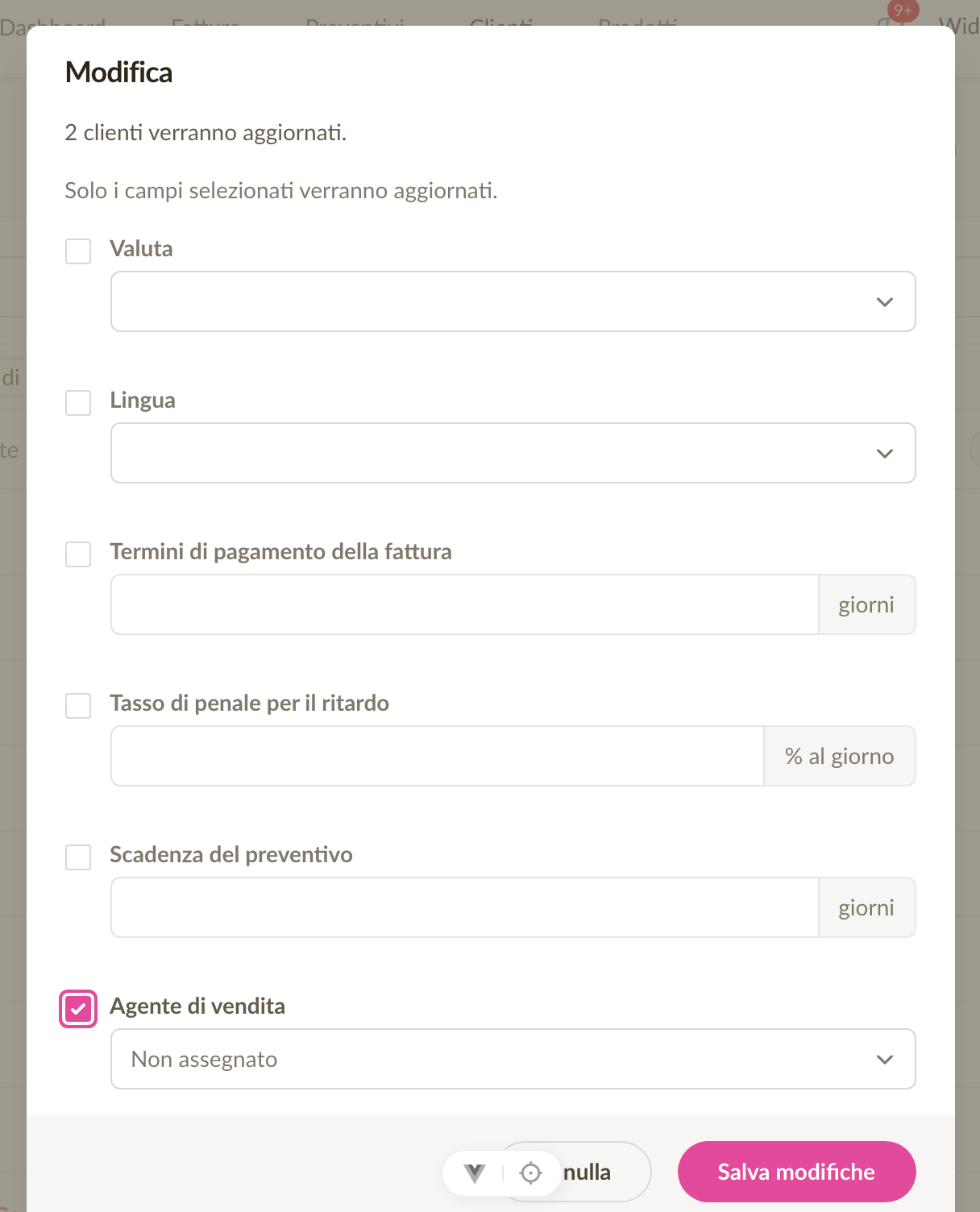 Riassegnazione di massa dell''agente di vendita