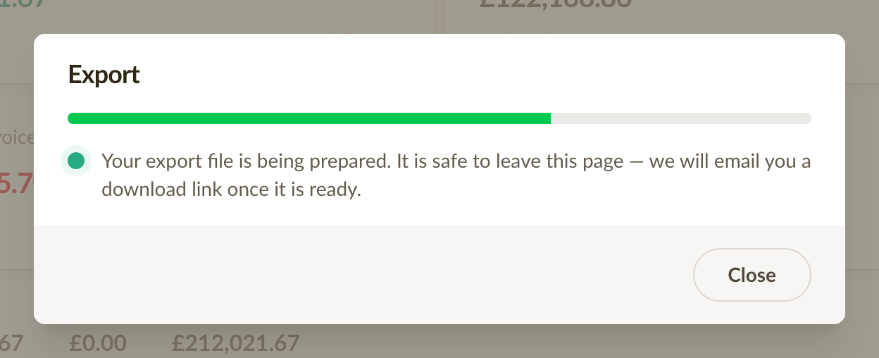 Export progress